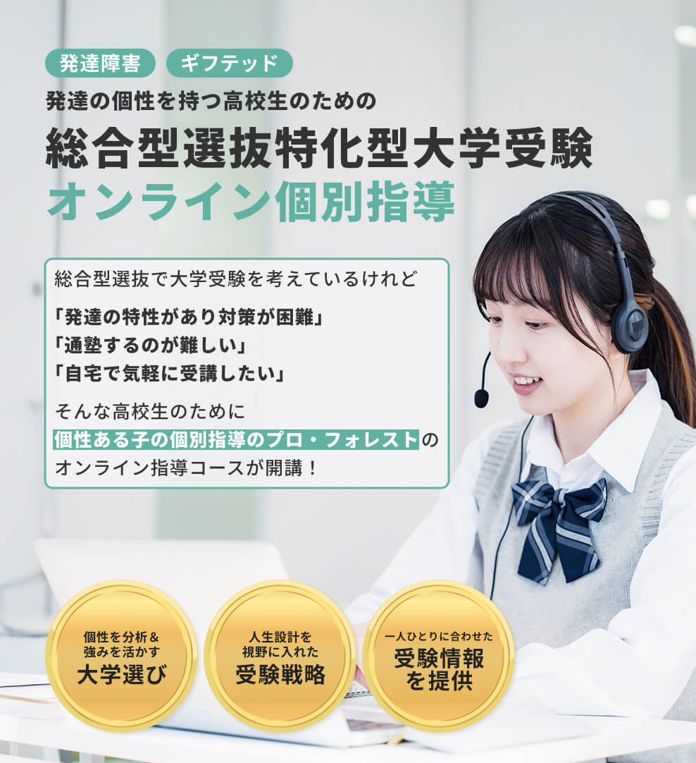 発達の個性を持つ高校生のための総合型選抜特化型大学受験 オンライン個別指導